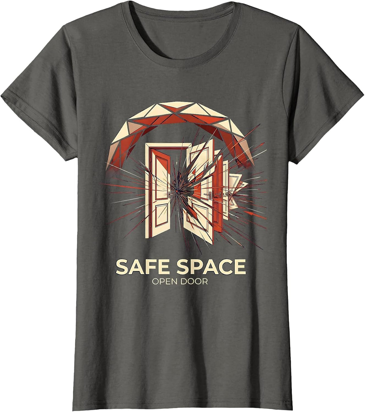 Women's Safe Space Open Door School Counselor Design T-Shirt - Asphalt Grey