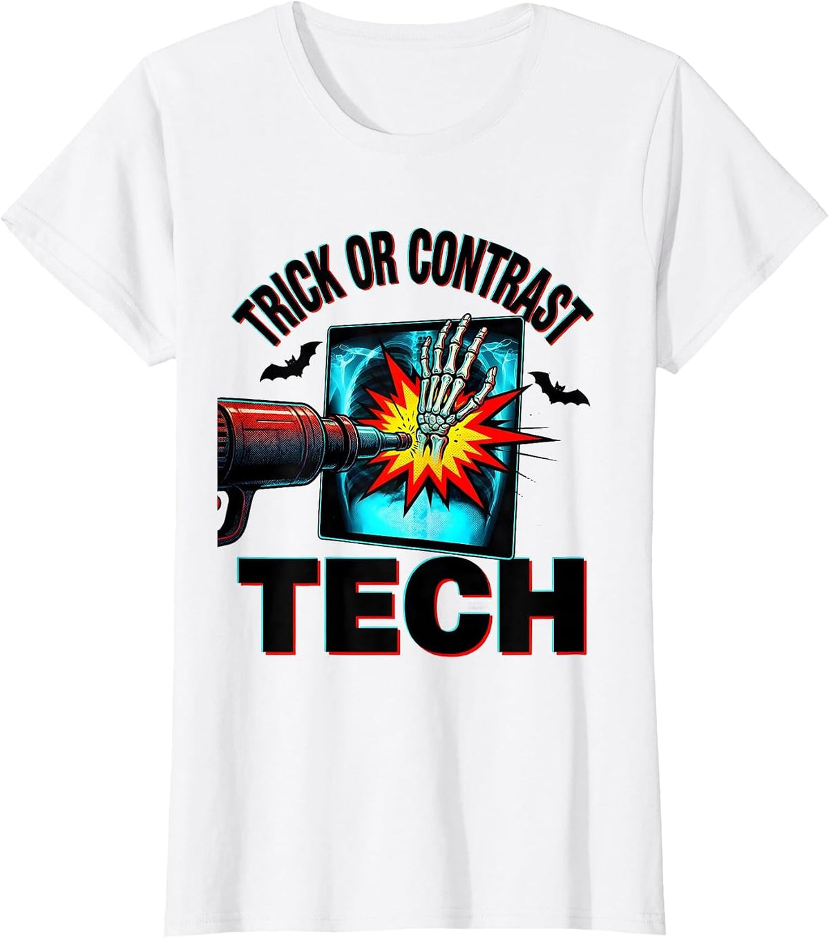 Trick Or Contrast Tech Pop Art Radiology Tech Halloween T-Shirt - White