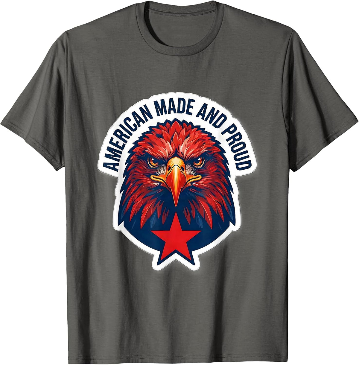American Made And Proud USA Patriotic Design T-Shirt - Asphalt Grey