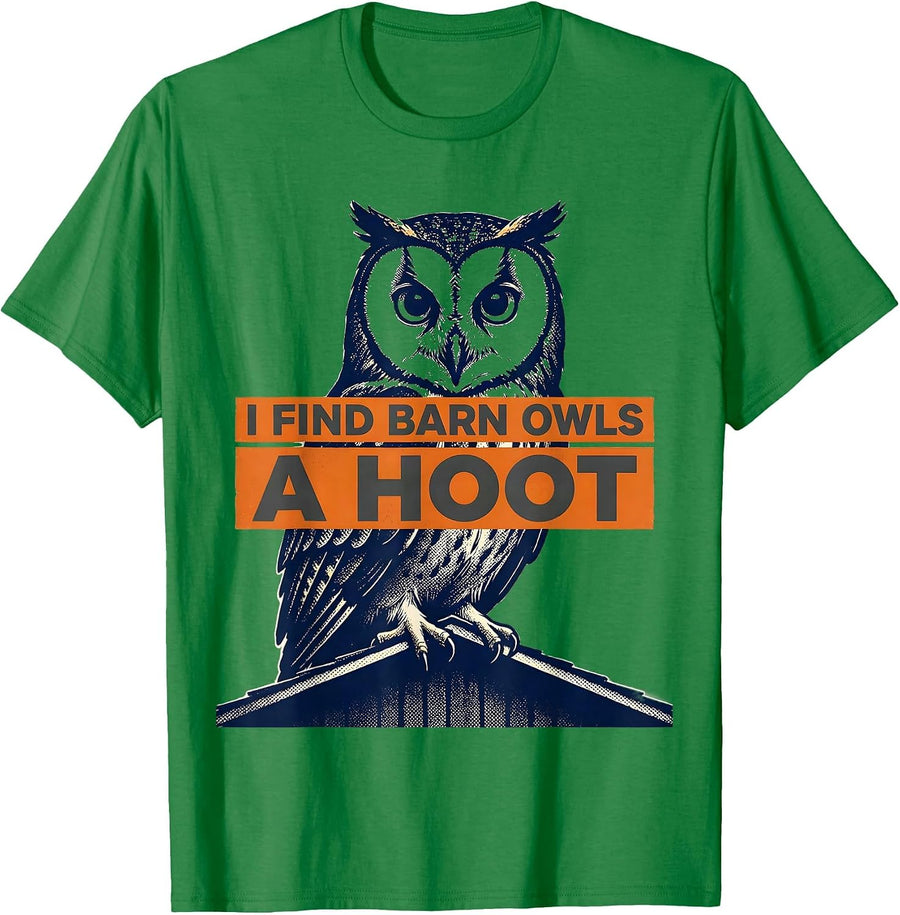 Men's I Find Barn Owls A Hoot Funny Owl Lover Retro Vintage Humor T-Shirt - Kelly Green