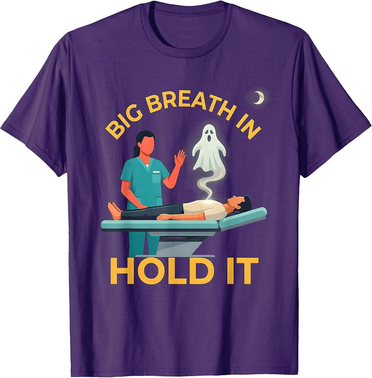 Men's Big Breath In, Hold It Funny Radiology Tech Halloween Humor T-Shirt - Purple