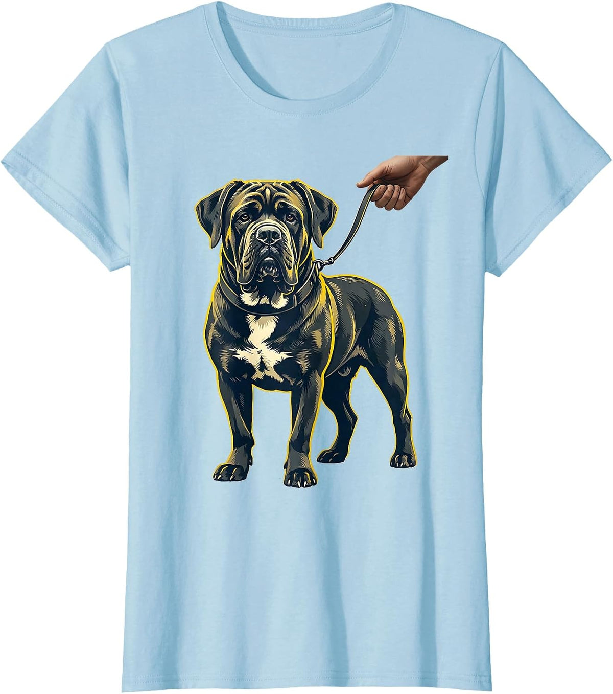 Women's Cane Corso Dog Stencil Graphic Dad Pet Lover T-Shirt - Baby Blue