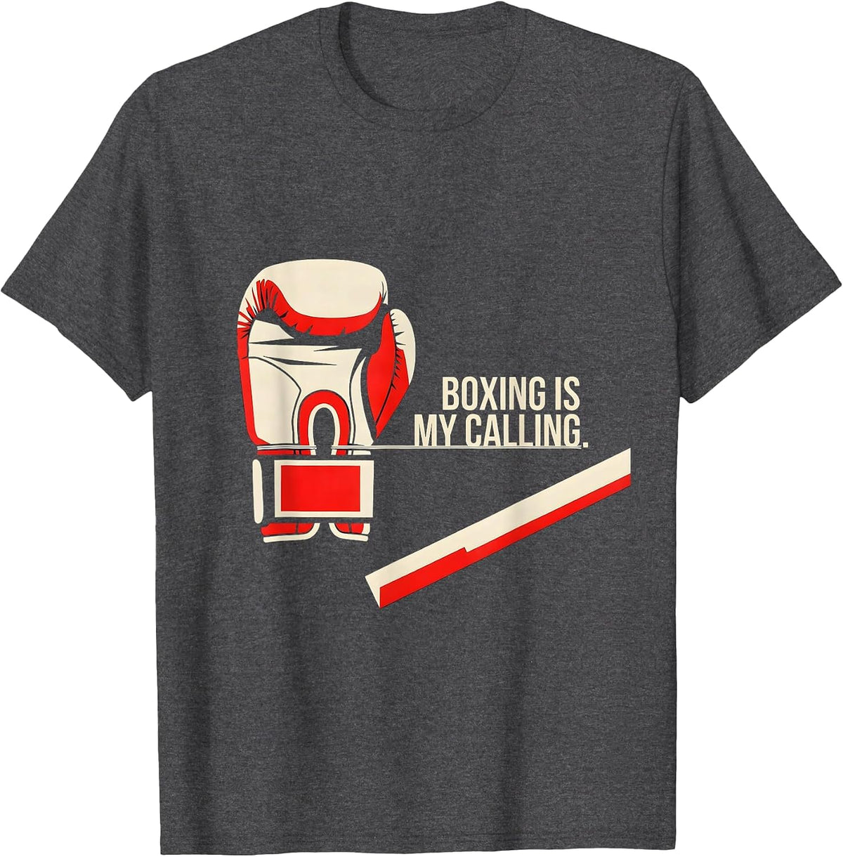 Men's Boxing Is My Calling Minimalist Boxing Fan Trainer Gift T-Shirt - Dark Heather Grey
