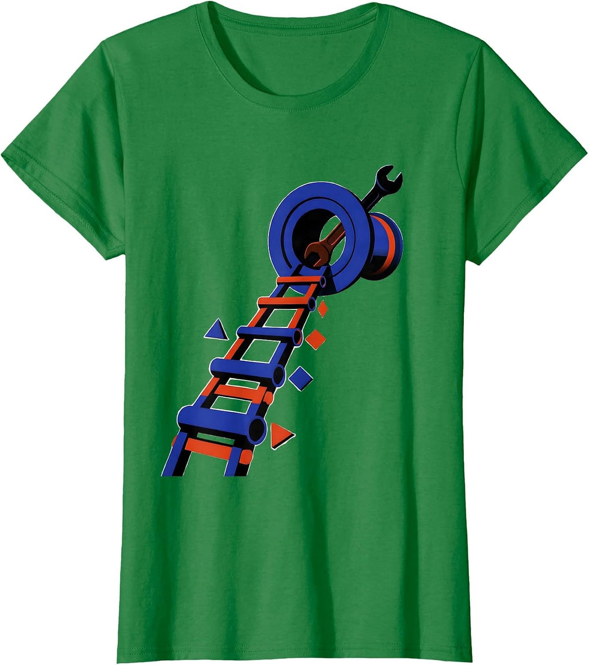 Women's Drain Trap Pipe Wrench Funny Plumber Gift T-Shirt - Kelly Green