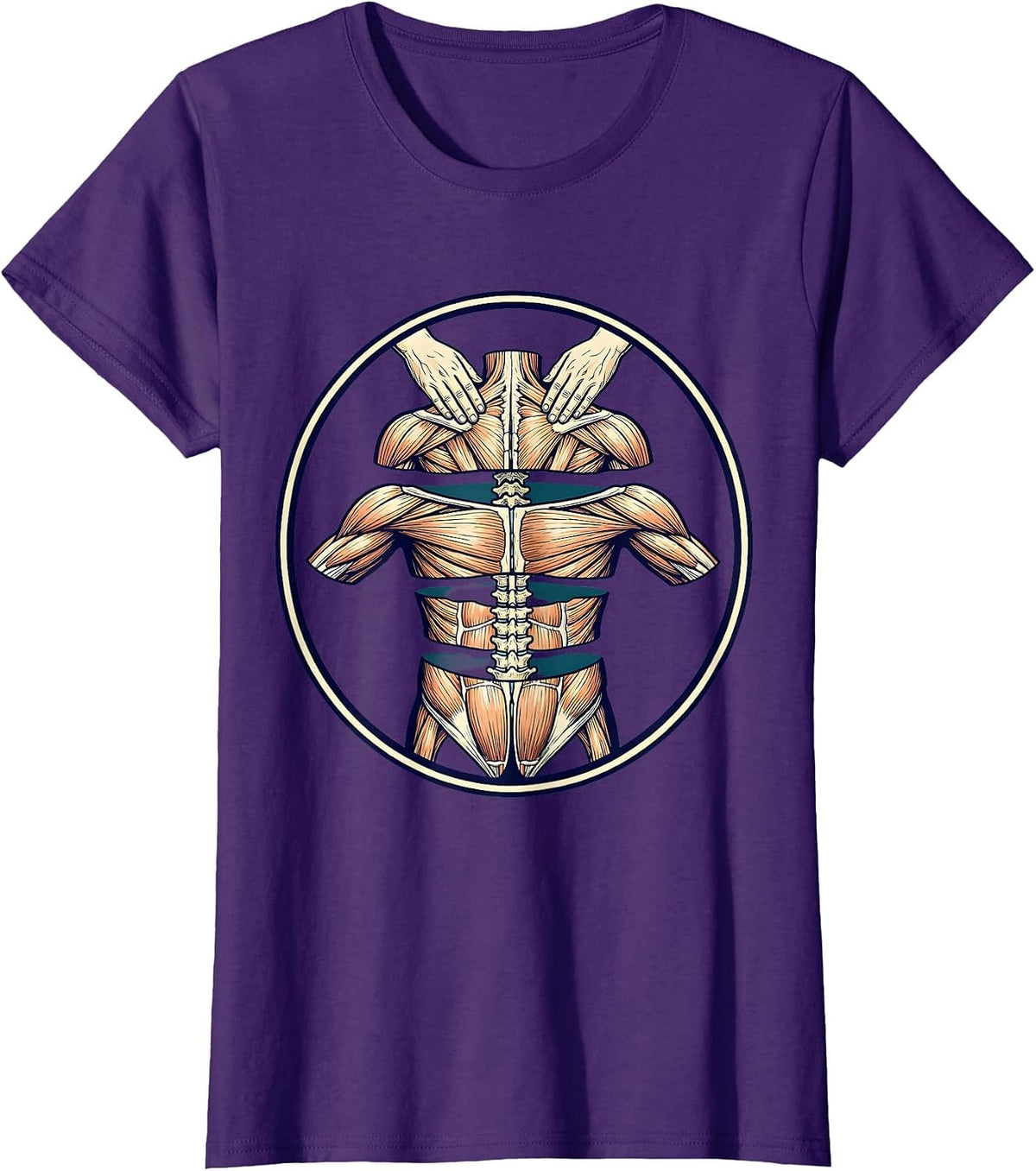 Women's Physical Therapy Hands On Back Massage Illustration T-Shirt - Purple