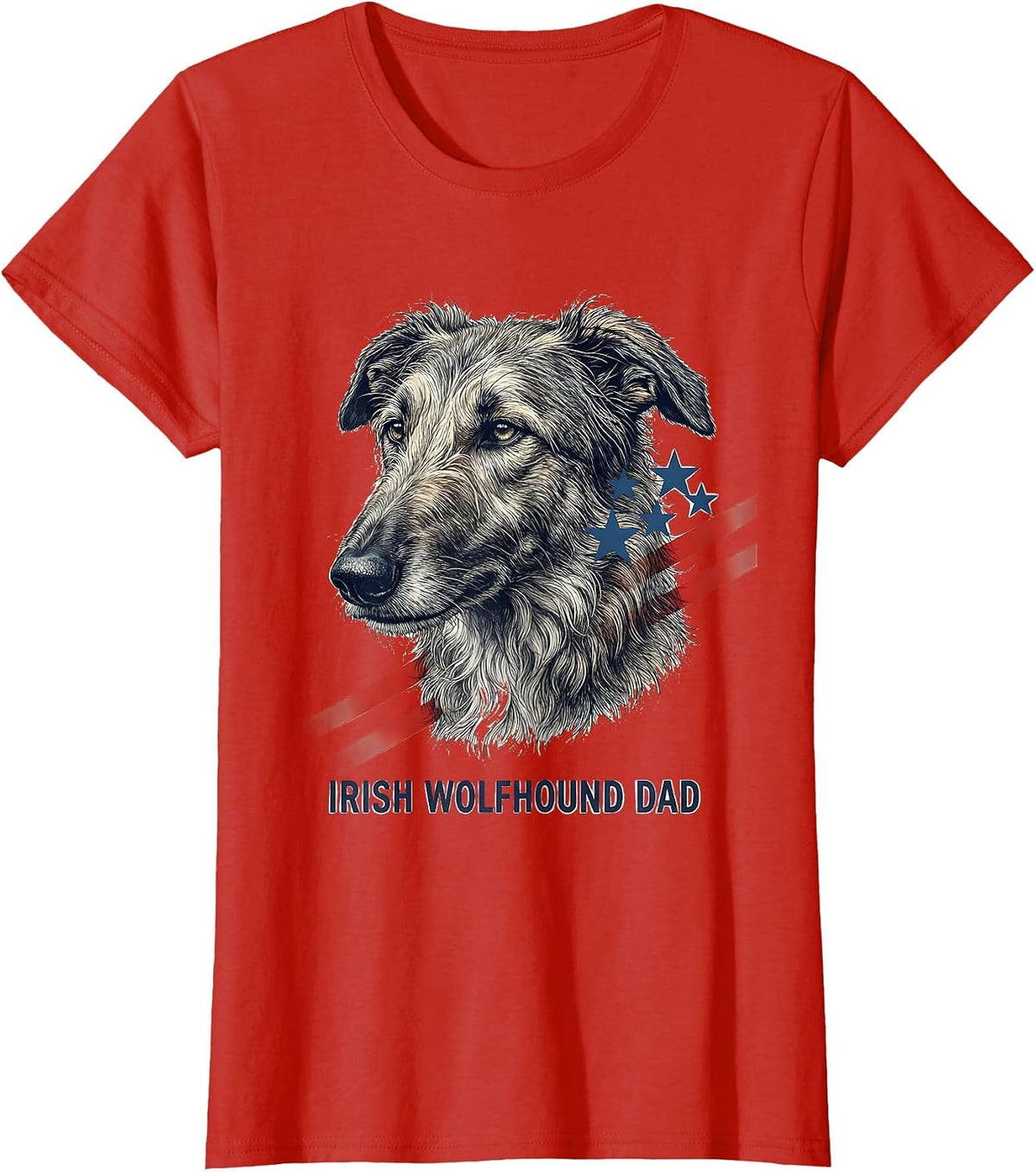 Irish Wolfhound Dad Patriotic Dog Breed Pride 4th Of July T-Shirt - Red