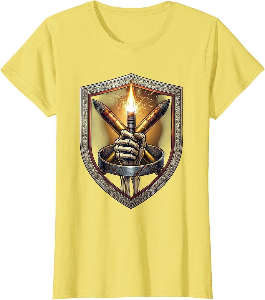 Welder Skeleton Shield Welding Tradesman Humor T-Shirt - Lemon Yellow
