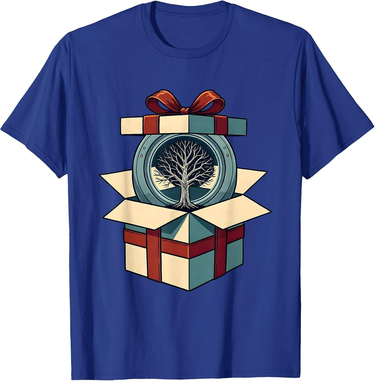 Men's Wrapped Present Skeleton Radiology Tech Christmas Humor T-Shirt - Royal Blue
