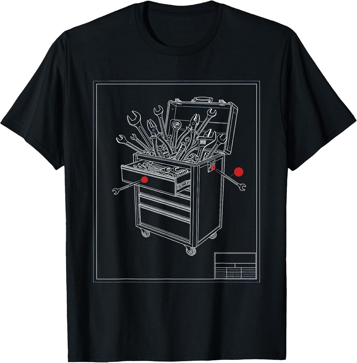 Men's Garage Toolbox Overflowing With Wrenches T-Shirt - Black