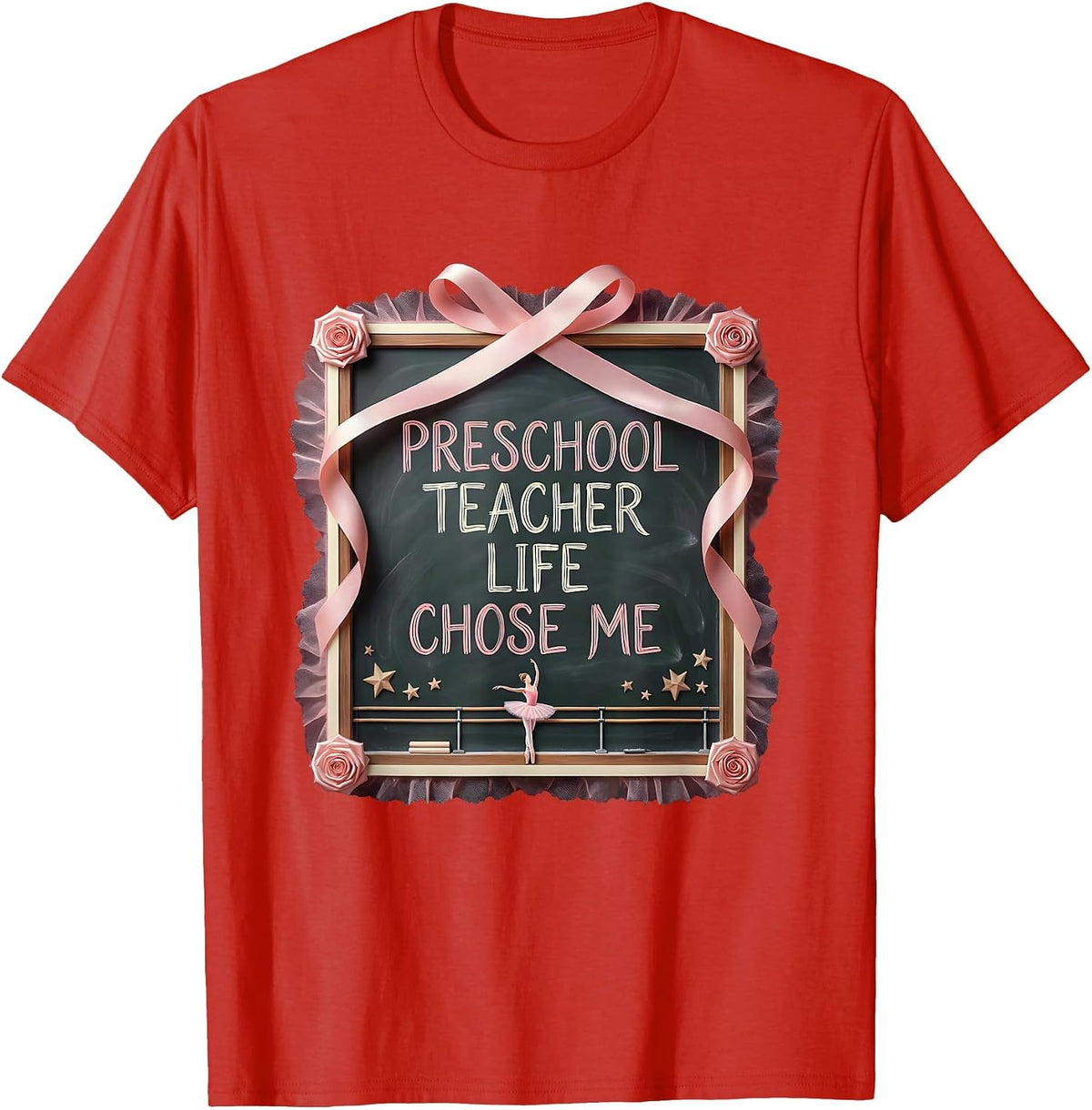Men's Preschool Teacher Life Chose Me Educator Design T-Shirt - Red