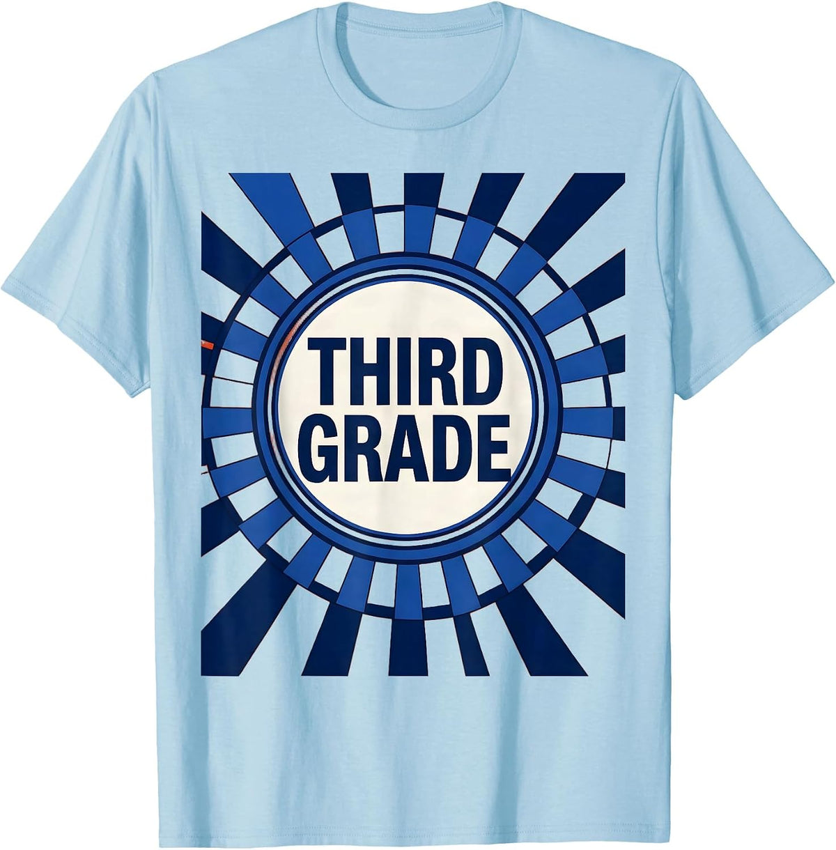Men's Third Grade Geometric Retro Checkered Girl Teacher Back T-Shirt - Baby Blue