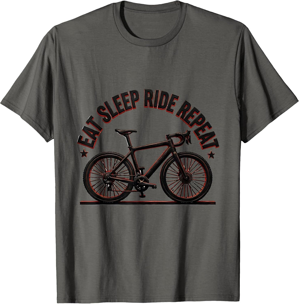 Eat Sleep Ride Repeat Cycling Bike Design T-Shirt - Asphalt Grey