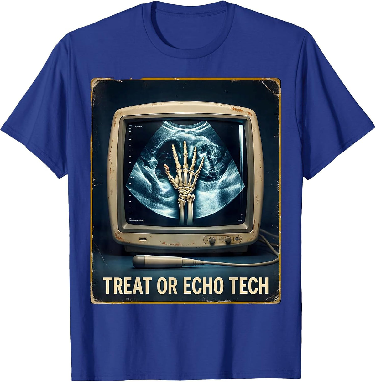 Men's Treat Or Echo Tech Vintage Halloween Radiology Tech Humor T-Shirt - Royal Blue