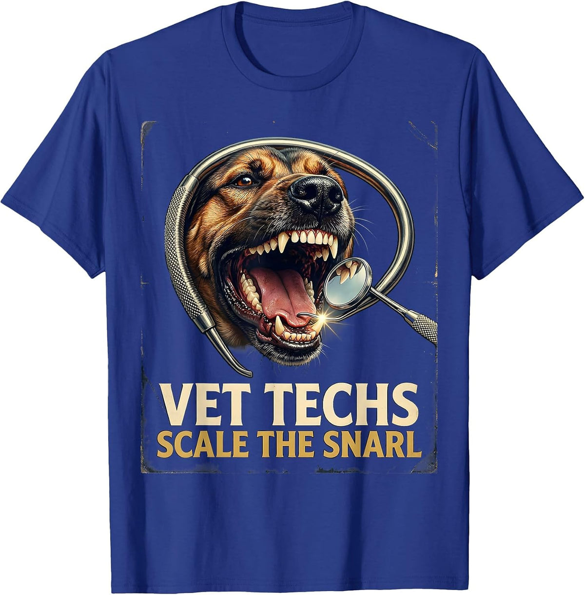 Vet Techs Scale The Snarl Vintage Veterinary Technician Vet T-Shirt - Royal Blue