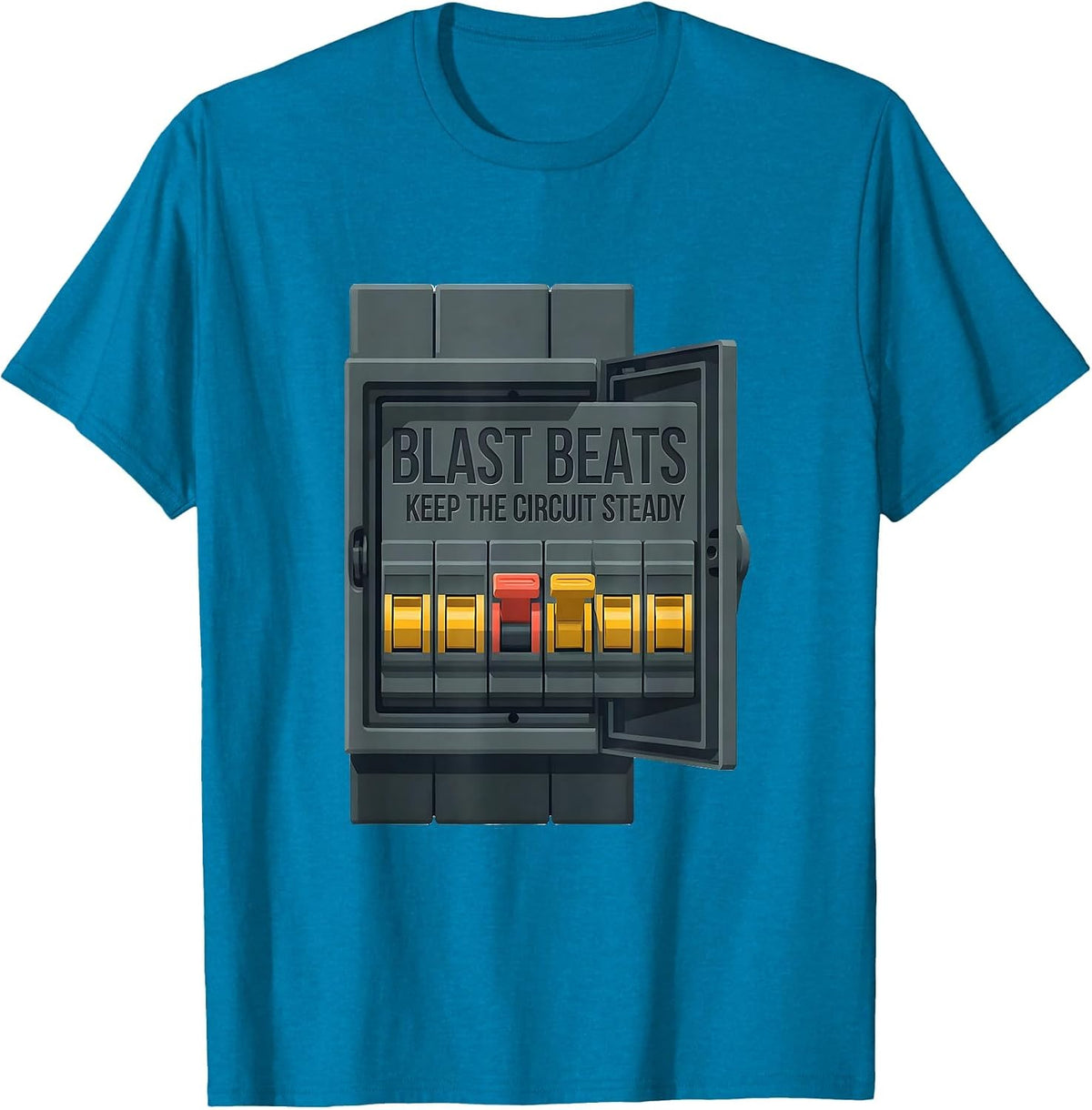Blast Beats Keep The Circuit Steady Funny Heavy Metal T-Shirt - Sapphire Blue