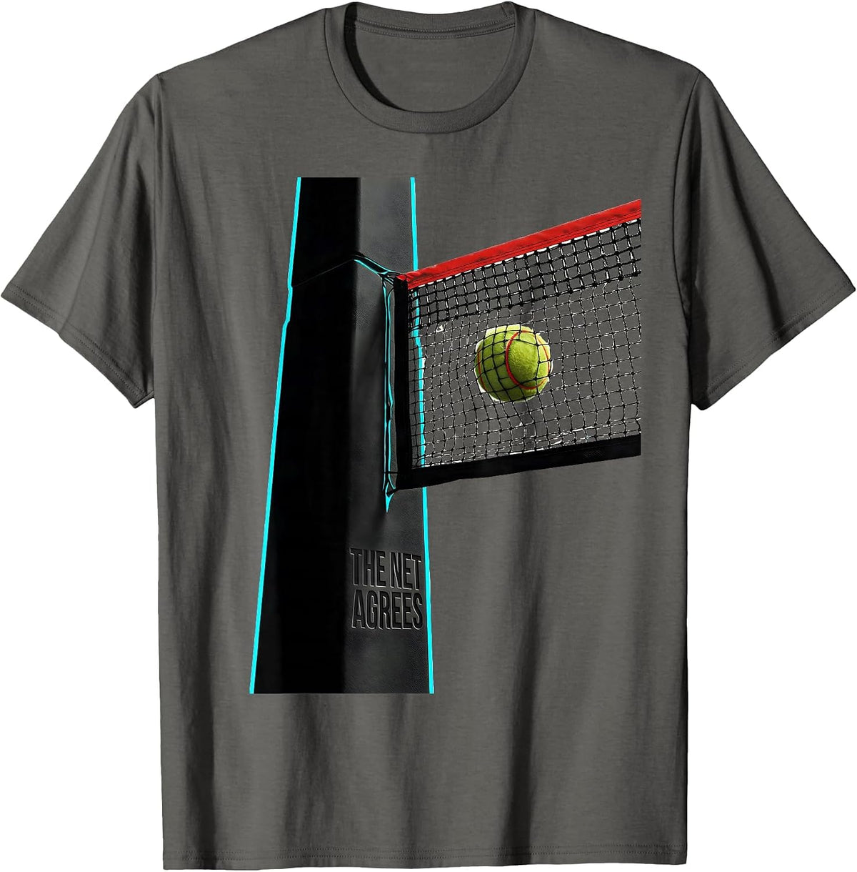 Men's The Net Agrees Funny Tennis Player Humor Sport Lover Gift T-Shirt - Asphalt Grey