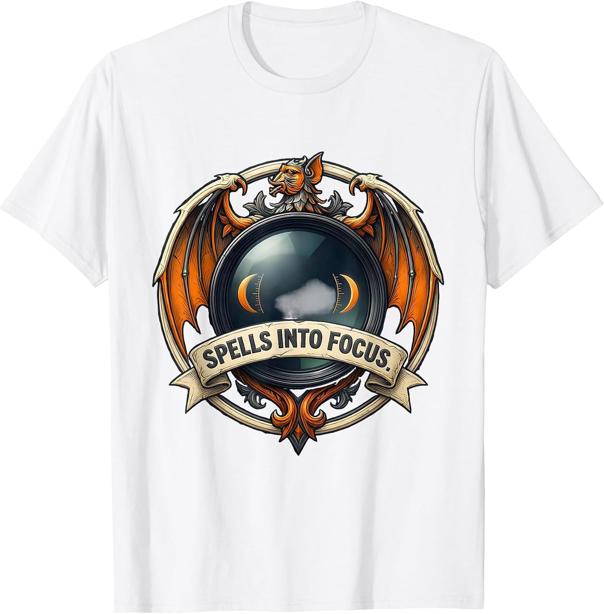 Men's Spells Into Focus Emblem Funny Halloween Optometrist Eye T-Shirt - White