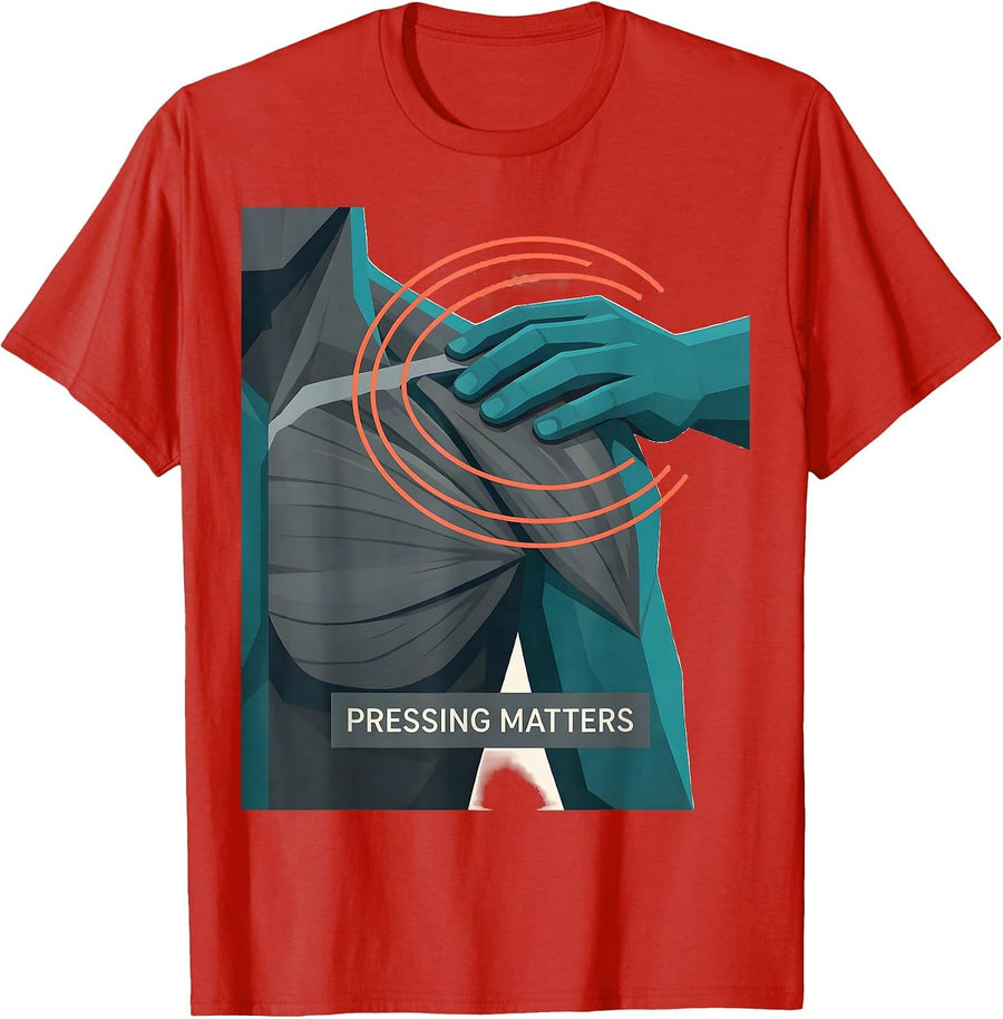 Men's Pressing Matters Funny Massage Therapist LMT Massage Therapy T-Shirt - Red