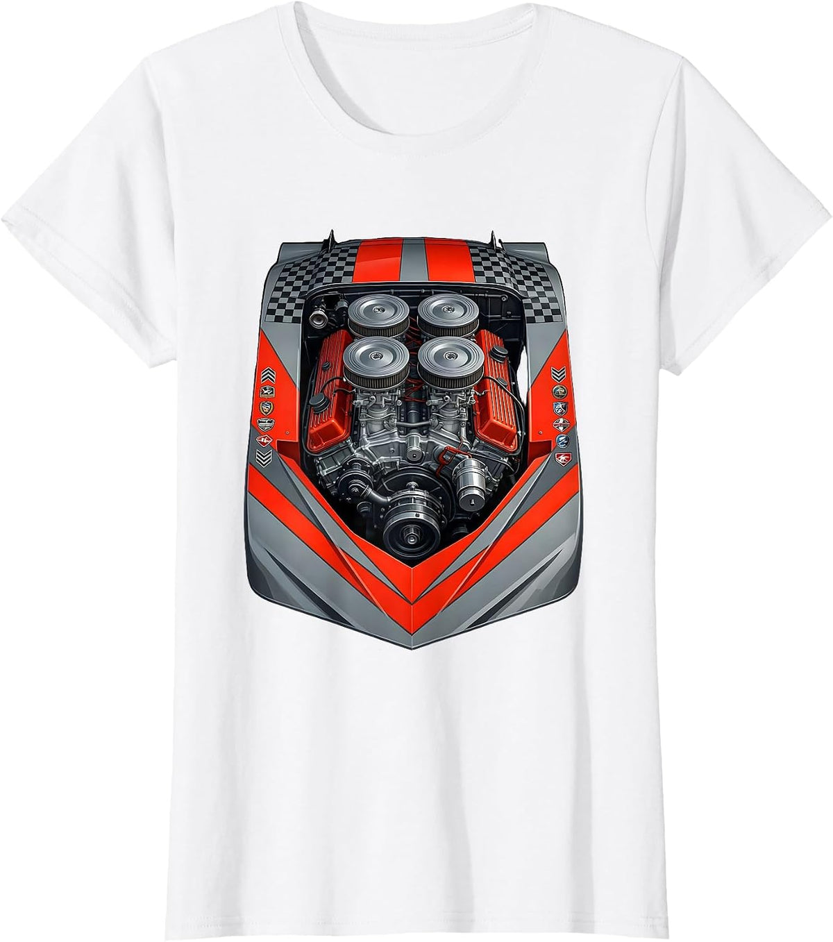 Vintage Engine Block Exposed Pistons Graphic T-Shirt - White
