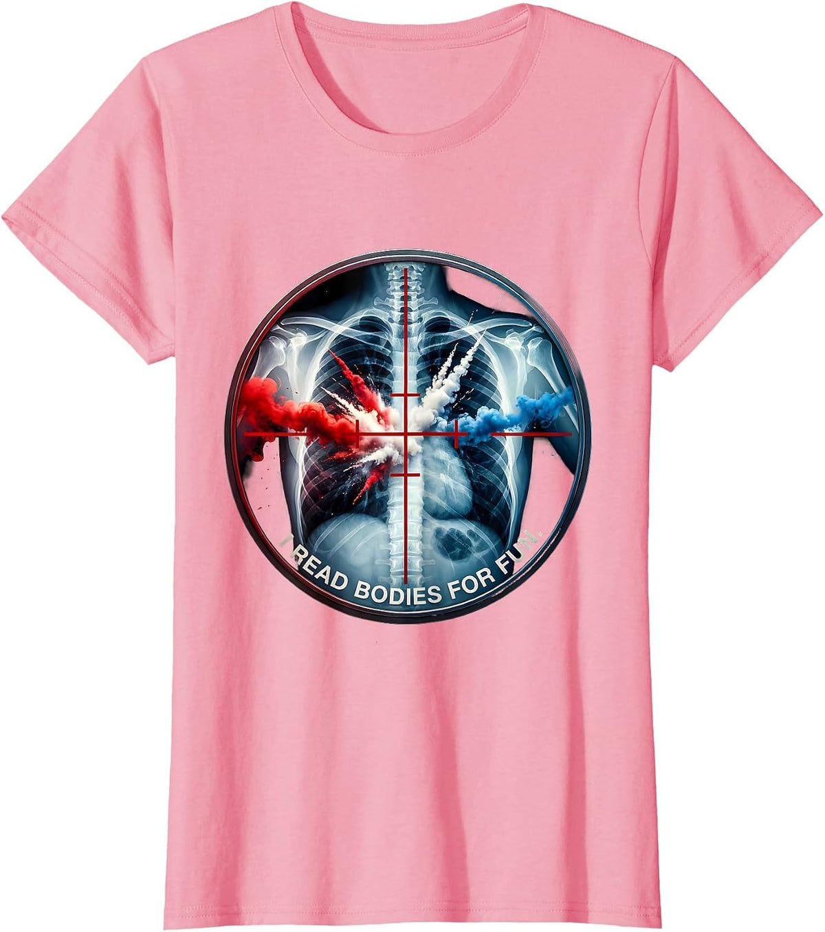 Women's I Read Bodies For Fun Radiology Design T-Shirt - Pink