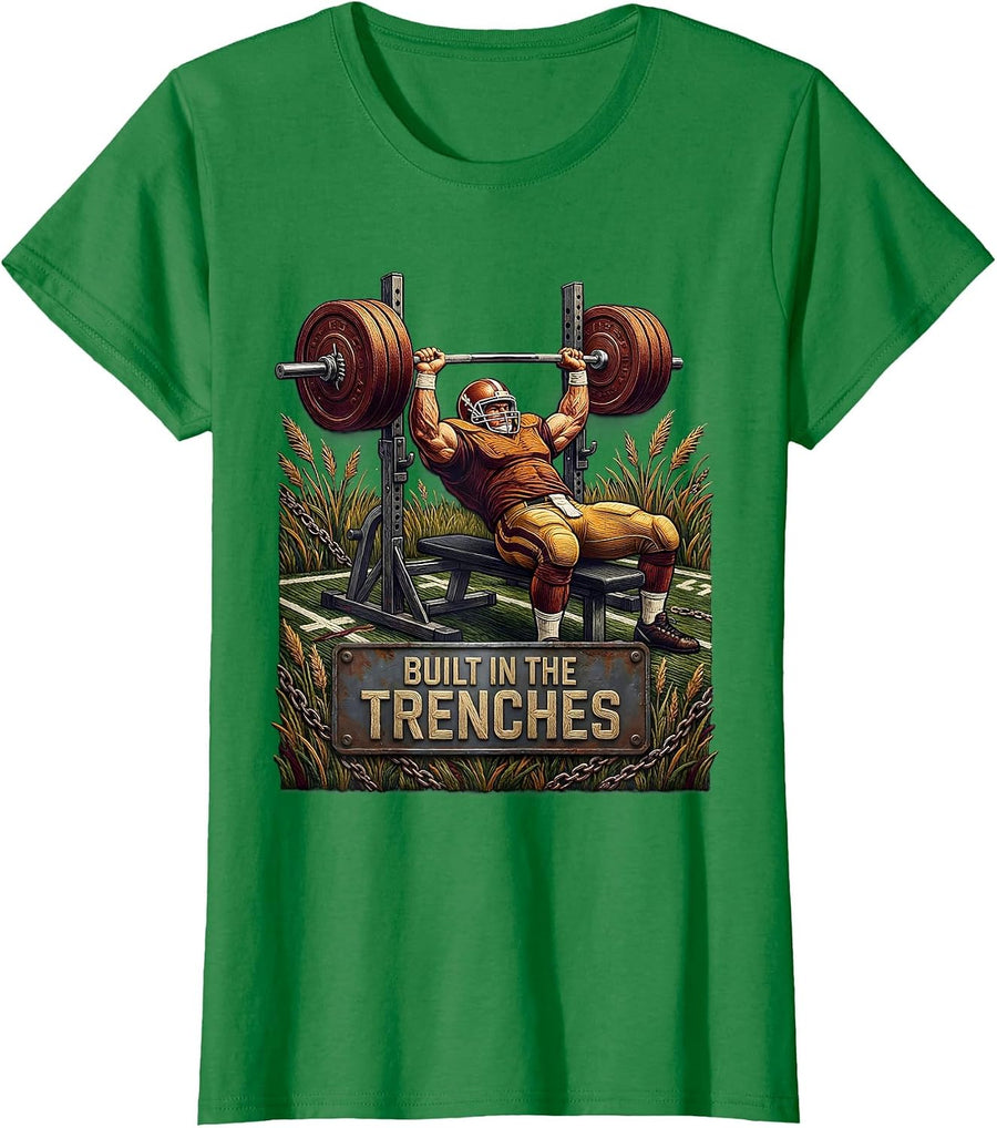 Women's Built in the Trenches Football Lineman Design T-Shirt - Kelly Green