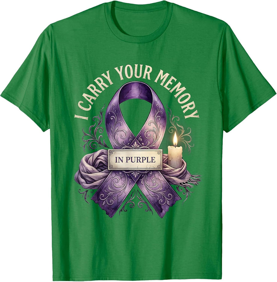 Men's I Carry Your Memory In Purple Boho Faith Memorial Overdose T-Shirt - Kelly Green