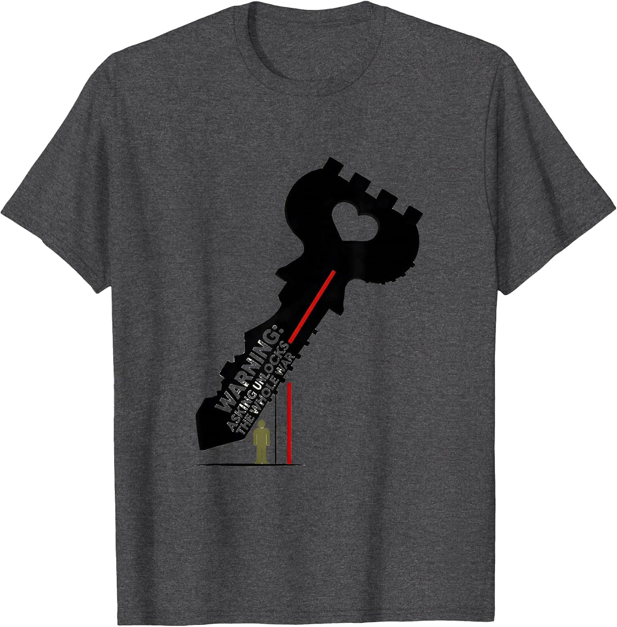 Warning: Asking Unlocks The Whole War Funny History Teacher T-Shirt - Dark Heather Grey