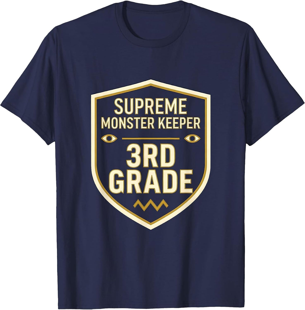 Men's Supreme Monster Keeper 3rd Grade Teacher Halloween Humor T-Shirt - Navy Blue