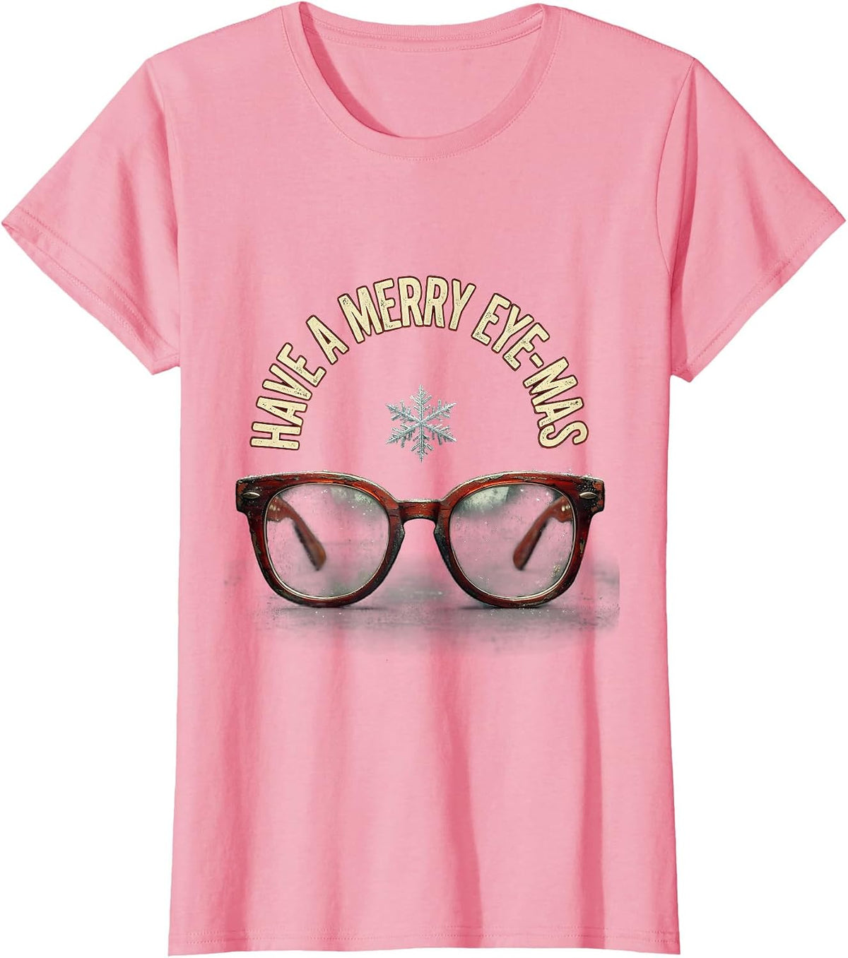 Women's Have A Merry Eye-Mas Distressed Optometrist Christmas T-Shirt - Pink