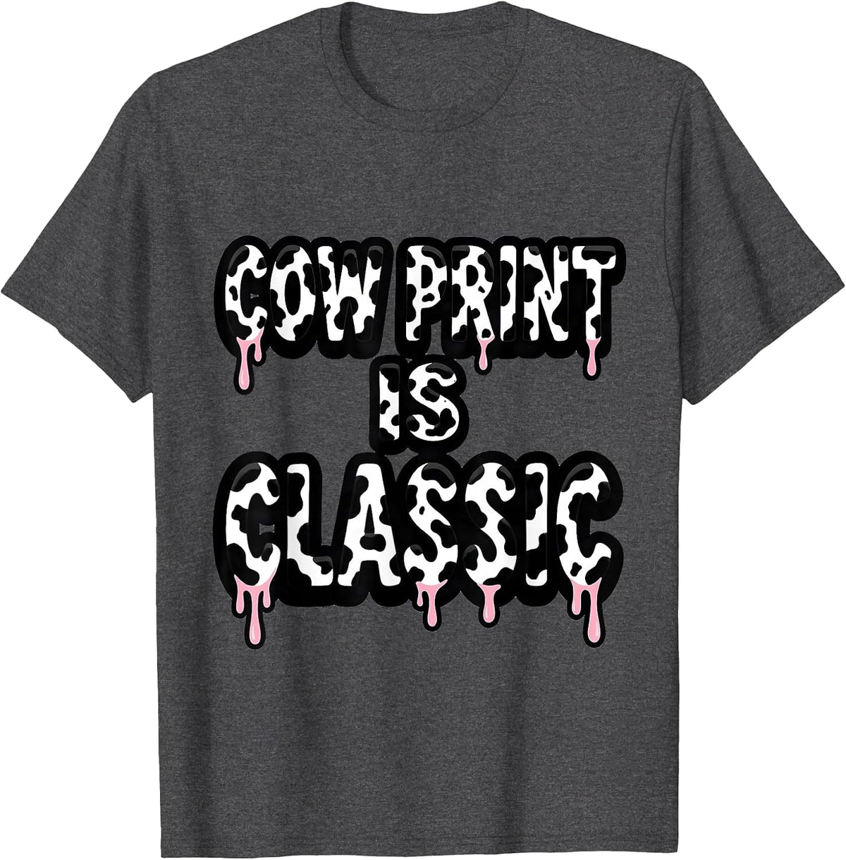 Men's Cow Print Is Classic Bold Animal Print Design T-Shirt - Dark Heather Grey