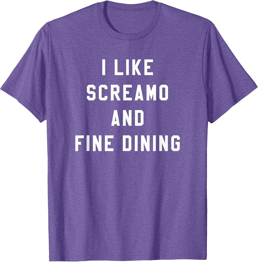 I Like Screamo and FINE Dining Funny Emo Goth Punk Music T-Shirt, Men, Purple Heather, XX-Large - As Pictured
