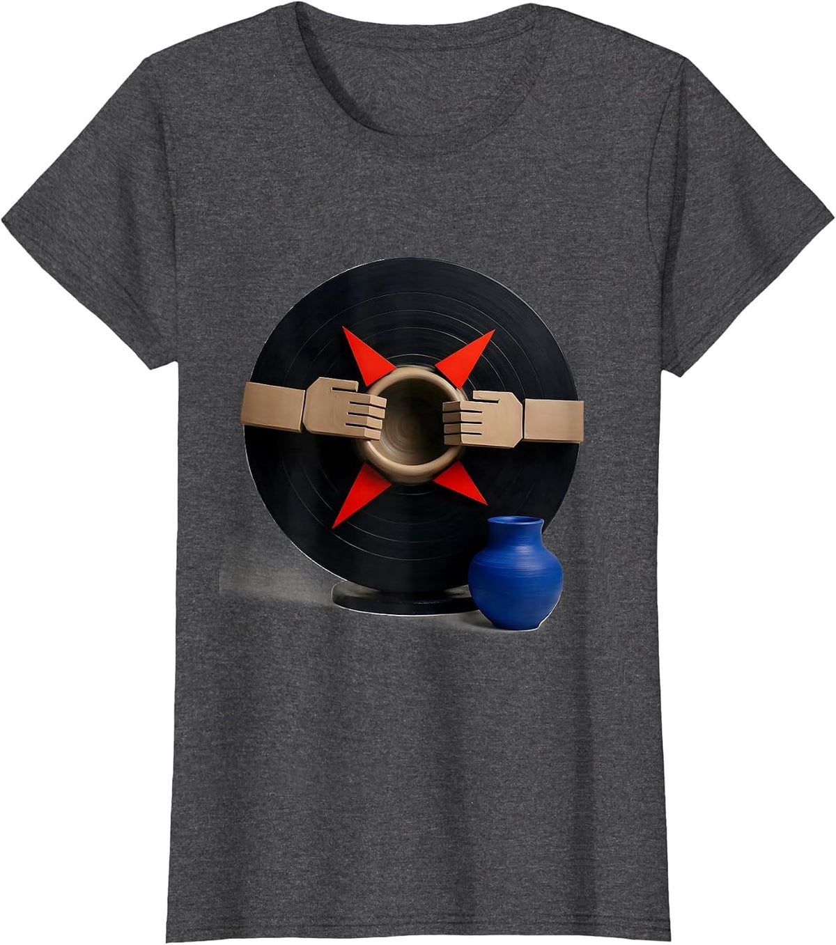 Women's Pottery Wheel Throwing Deadpan Humor Ceramic Artist Gift T-Shirt - Dark Heather Grey