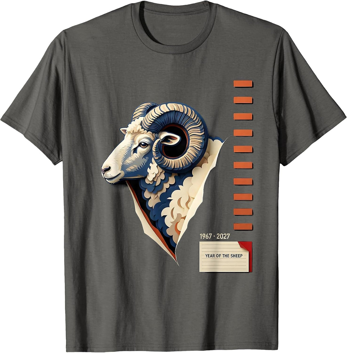 1967 · 2027 Year Of The Sheep Lunar New Year 60th Birthday T-Shirt - Asphalt Grey