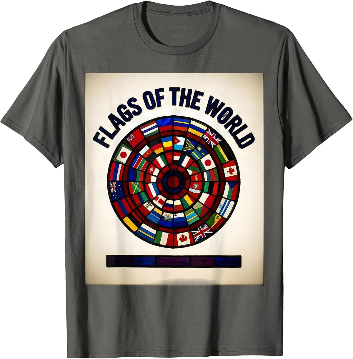 Men's Flags Of The World Stained Glass Mosaic Geography Lover Gift T-Shirt - Asphalt Grey