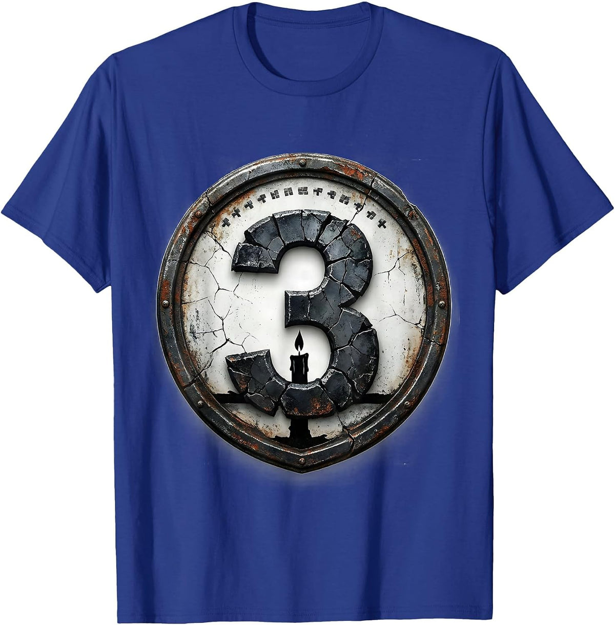 Men's Distressed Shield Birthday Family Role Humor Gift T-Shirt - Royal Blue