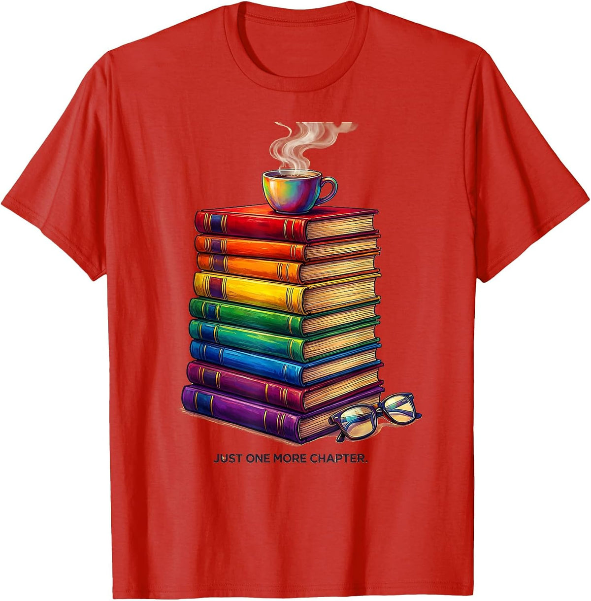 Men's Just One More Chapter Bookish Reader Design T-Shirt - Red