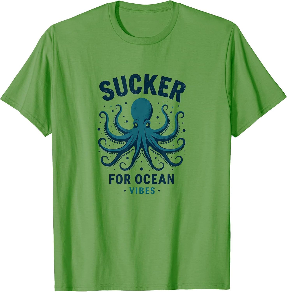 Sucker for Ocean Vibes Octopus Design T-Shirt - Grass Green