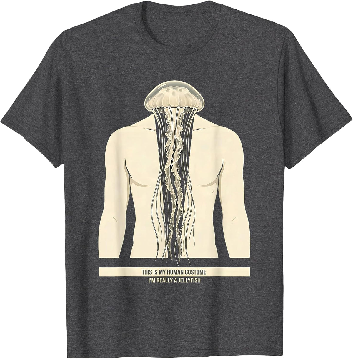 Men's This Is My Human Costume I'm Really A Jellyfish Funny T-Shirt - Dark Heather Grey