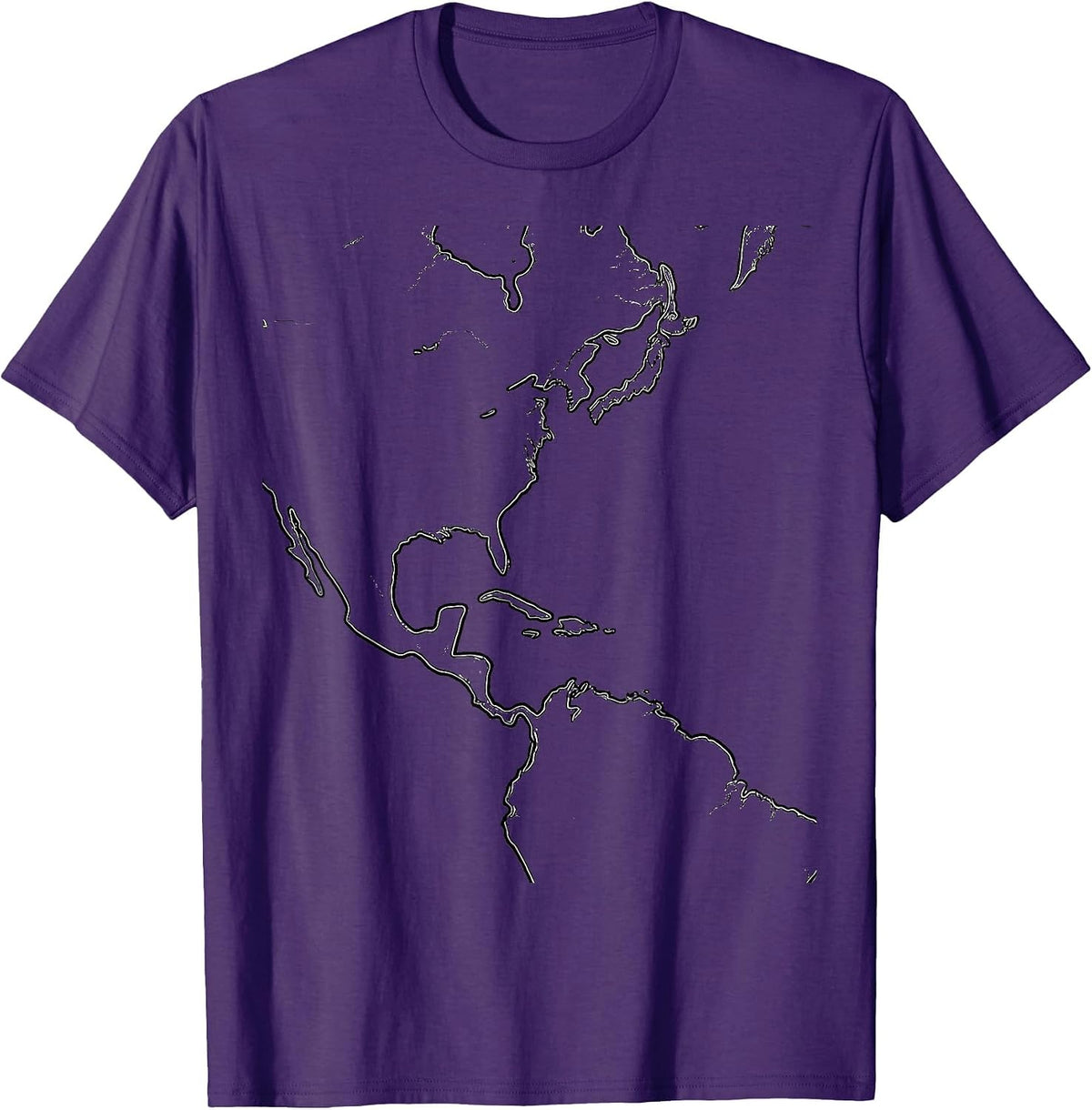 Continuous Coastline Line Art Geography Lover T-Shirt - Purple