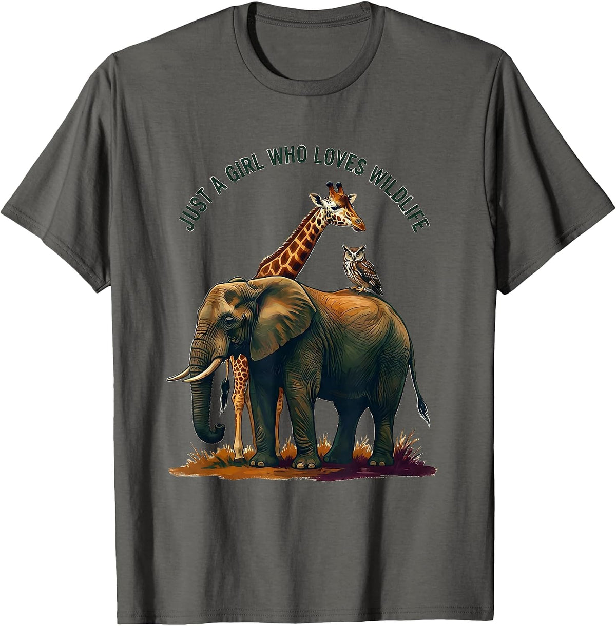 Men's Just A Girl Who Loves Wildlife Funny Animal Lover Humor T-Shirt - Asphalt Grey