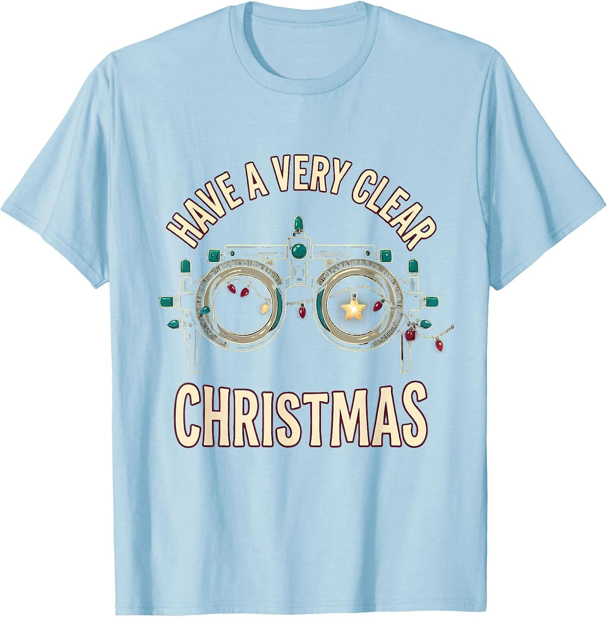 Men's Have A Very Clear Christmas Optometrist Eyewear Humor T-Shirt - Baby Blue