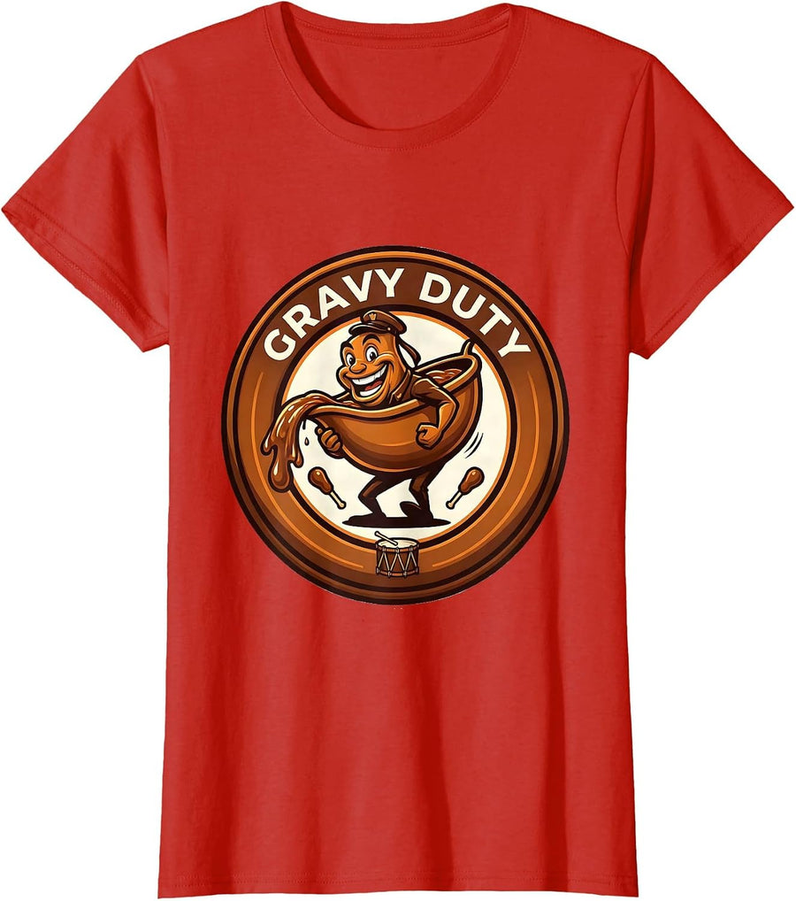 Women's Gravy Duty Funny Thanksgiving Turkey Family Matching T-Shirt - Red