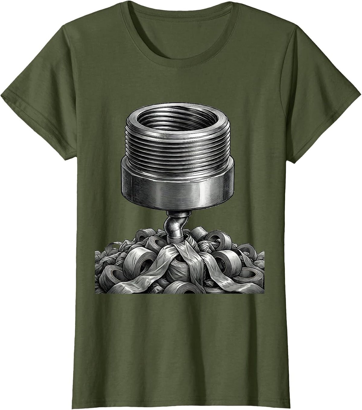 Women's Pipe Union Plumbing Humor Plumber Dad Gift T-Shirt - Olive Green