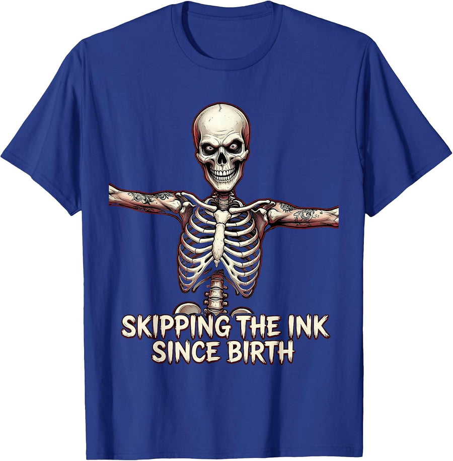 Skipping The Ink Since Birth Anti-Tattoo Design T-Shirt - Royal Blue