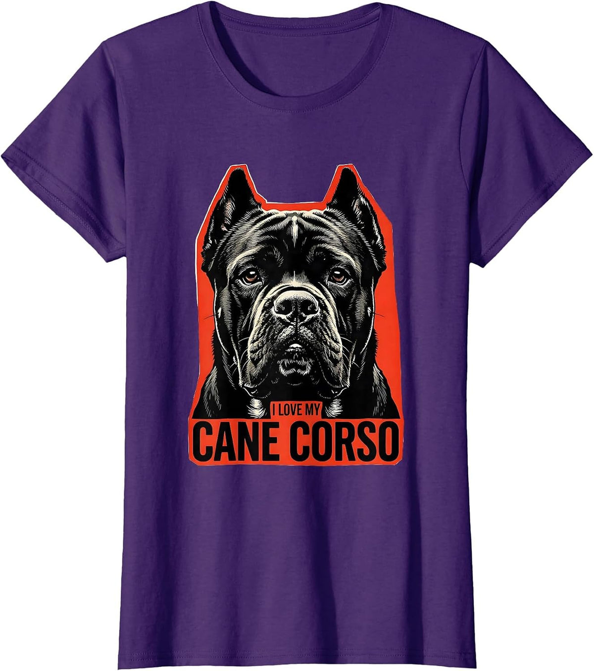 Women's I Love My Cane Corso Stencil Graphic Dog Lover Gift T-Shirt - Purple