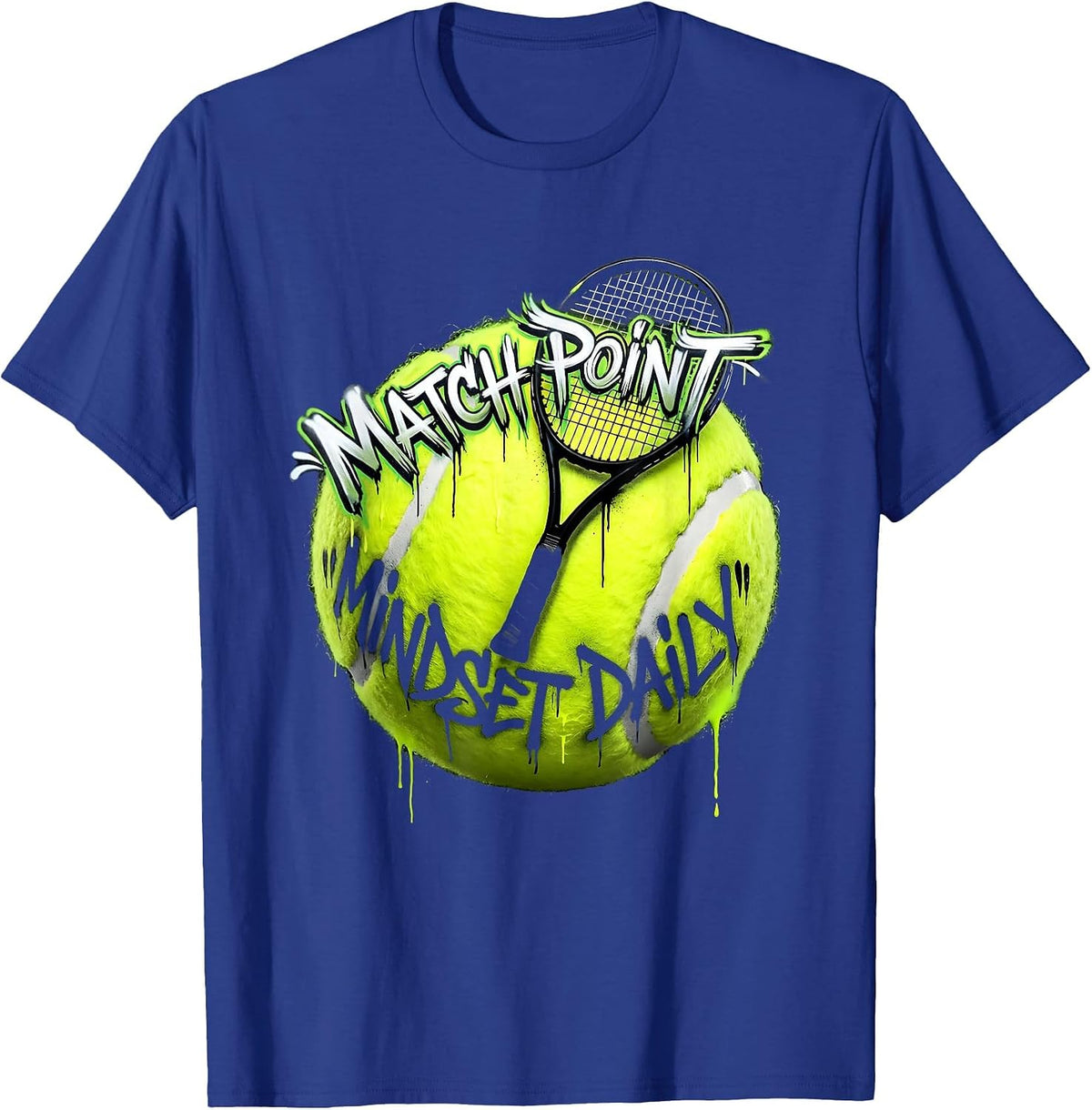 Match Point Mindset Daily Tennis Design T-Shirt - Royal Blue