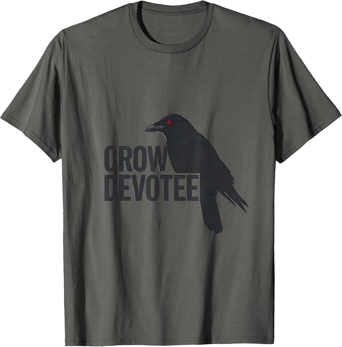 Crow Devotee Minimalist Crow Bird Gothic Nature Art T-Shirt - Asphalt Grey