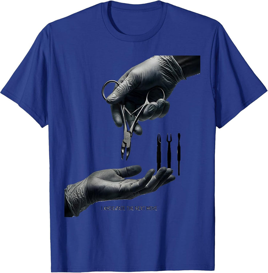 I Anticipate The Next Move Funny Surgical Tech Scrub Tech T-Shirt - Royal Blue
