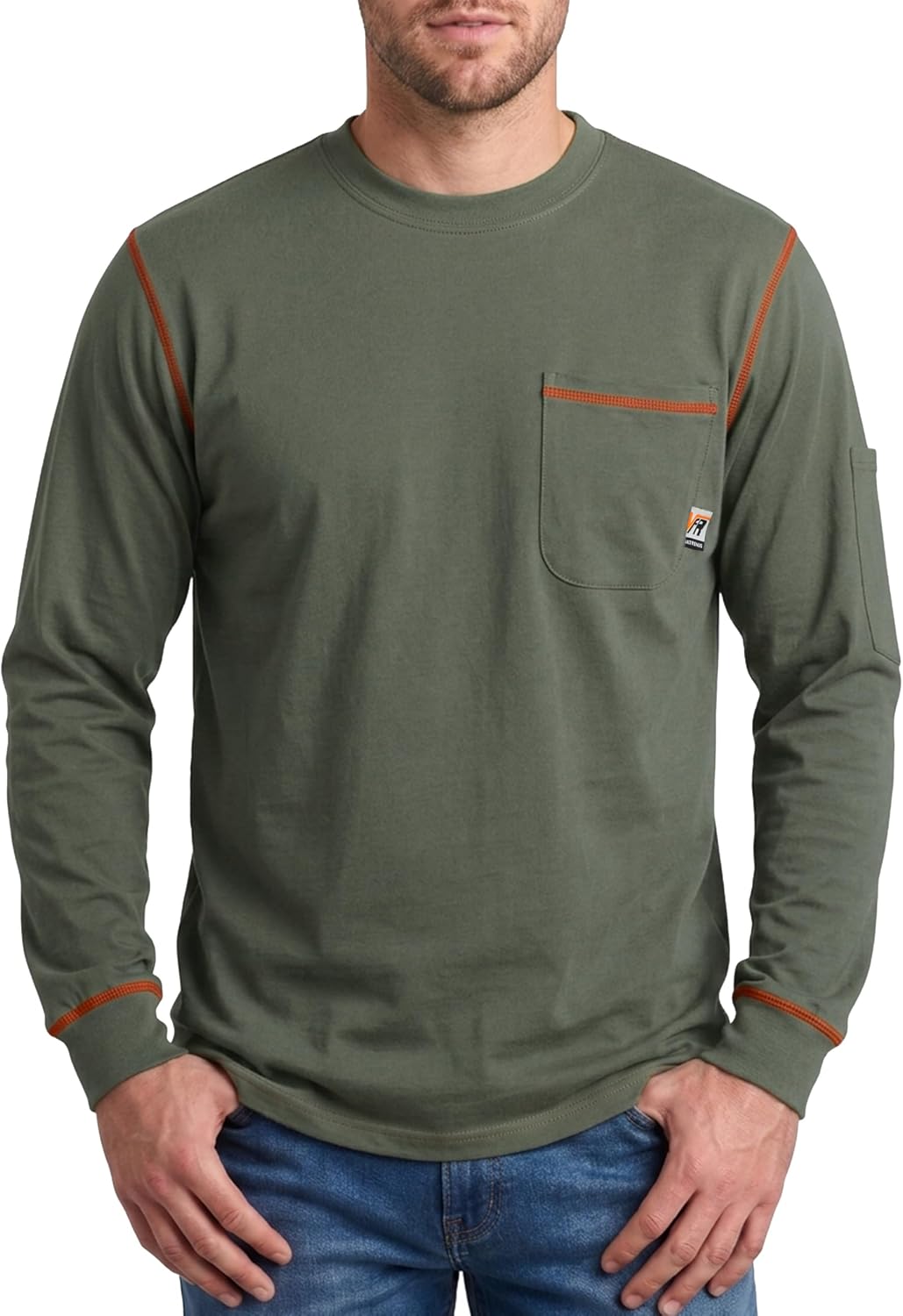 VATRENUS Men's FR T-Shirts 5.5oz CrewNeck Contrast Stitching Tee CAT2 100%C - Gray
