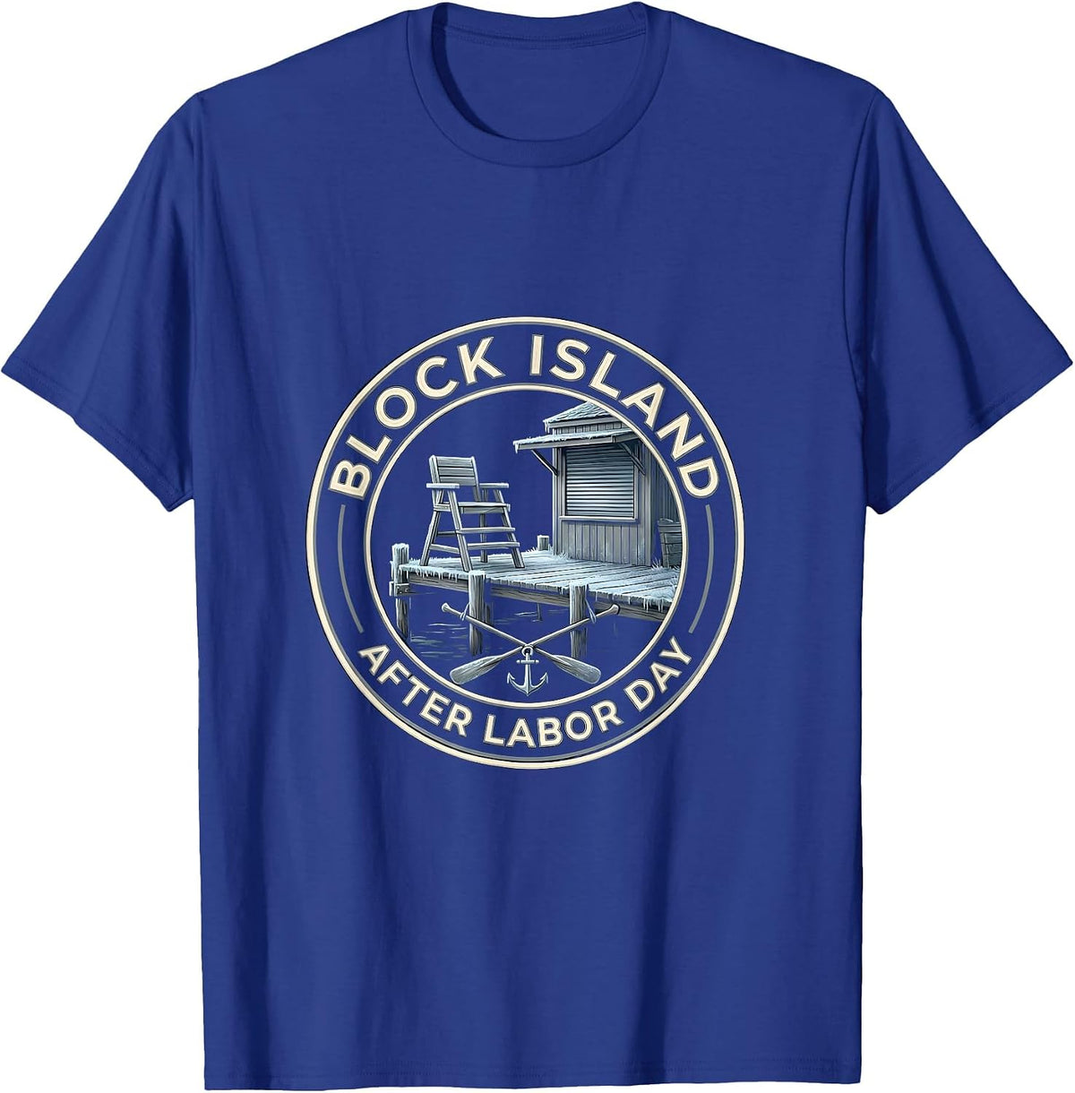 Block Island After Labor Day Vintage Coastal Town Pride T-Shirt - Royal Blue